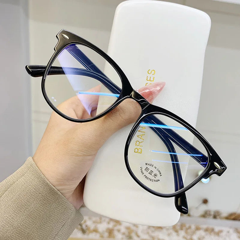 Round Transparent Frame Computer Glasses with Anti BlueLight