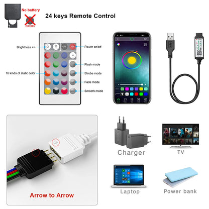 Bluetooth Self-Adhesive USB LED Flexible Strip Lights