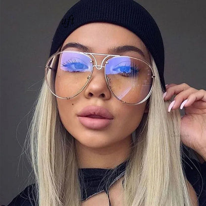 Women Oversized Pilot Mirror Gradient Sunglasses