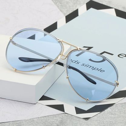 Women Oversized Pilot Mirror Gradient Sunglasses