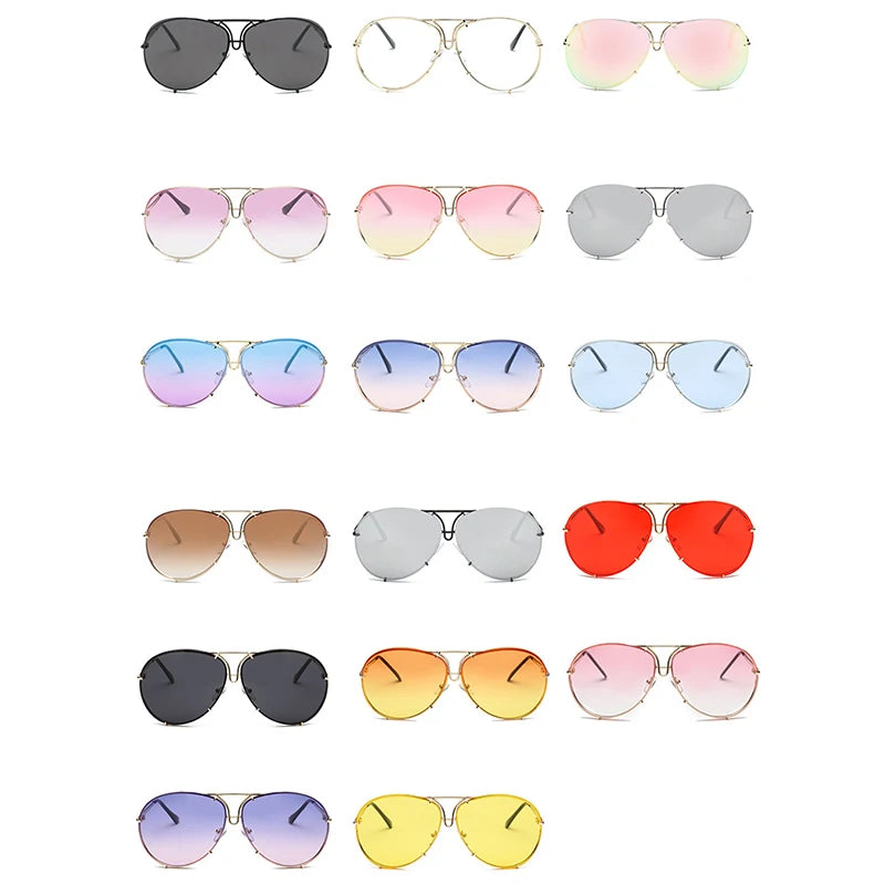 Women Oversized Pilot Mirror Gradient Sunglasses