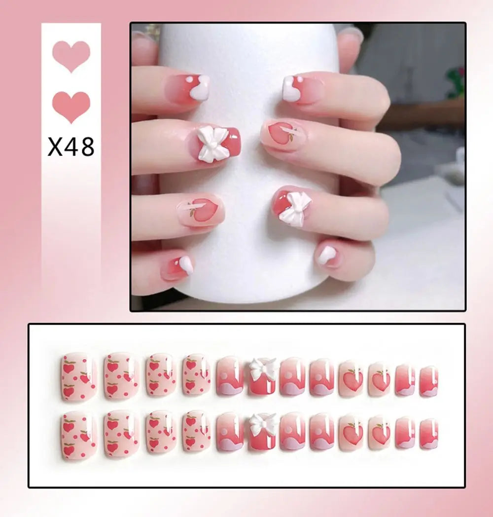 Short Round/Square Ballerina Full Coverage Press on Nails with Art Design