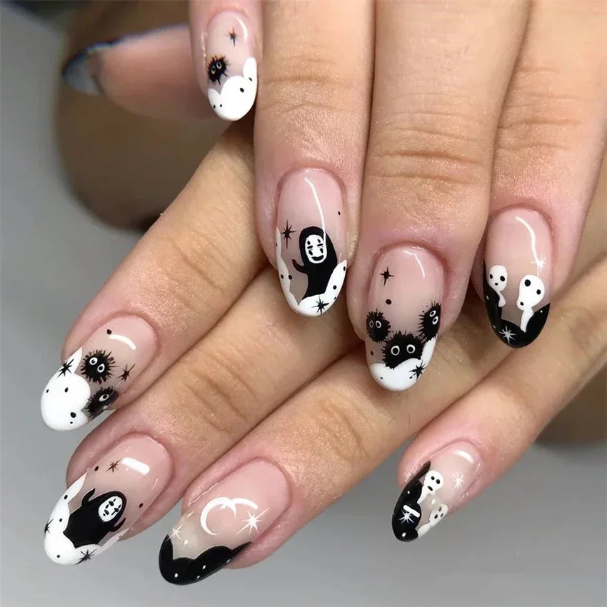 Short Medium Ballerina/Coffin Full Coverage Press On Nails with Art Designs