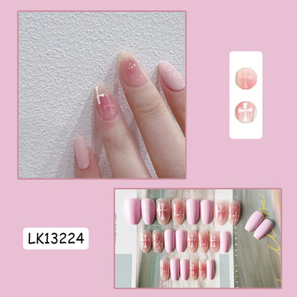 Short Round/Square Ballerina Full Coverage Press on Nails with Art Design