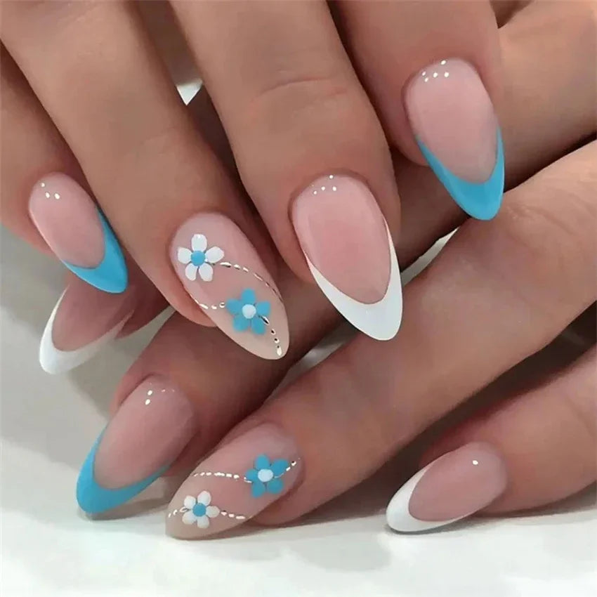 Short Medium Ballerina/Coffin Full Coverage Press On Nails with Art Designs