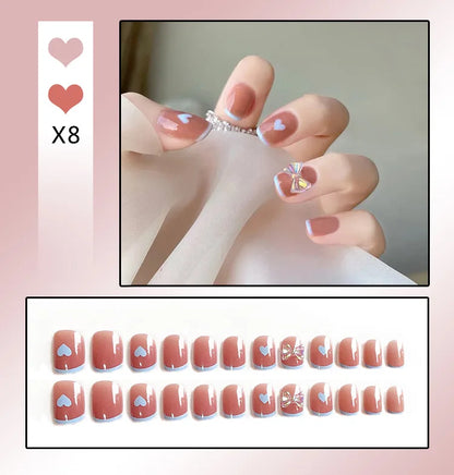 Short Round/Square Ballerina Full Coverage Press on Nails with Art Design