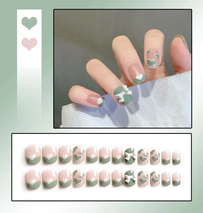 Short Round/Square Ballerina Full Coverage Press on Nails with Art Design