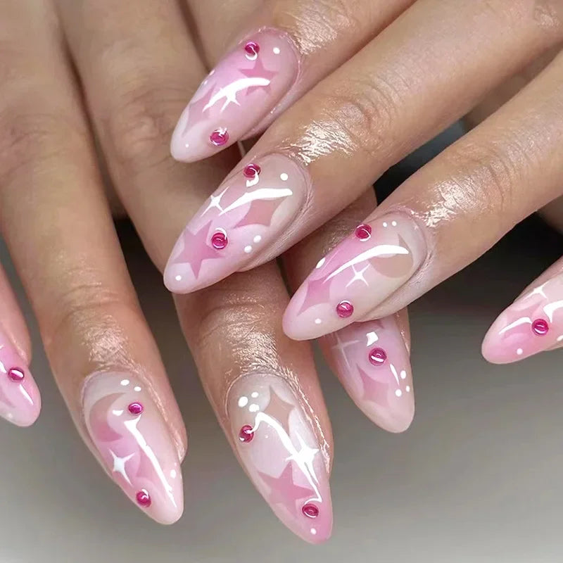 Short Medium Ballerina/Coffin Full Coverage Press On Nails with Art Designs