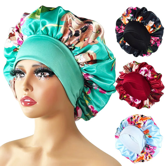 Large Satin Floral Printed Bonnet