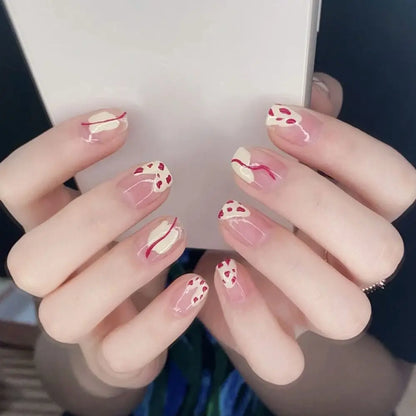 Short Round/Square Ballerina Full Coverage Press on Nails with Art Design