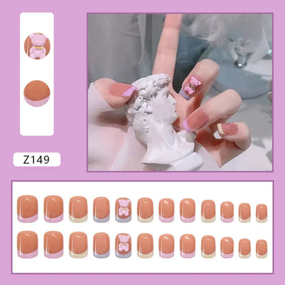 Short Round/Square Ballerina Full Coverage Press on Nails with Art Design