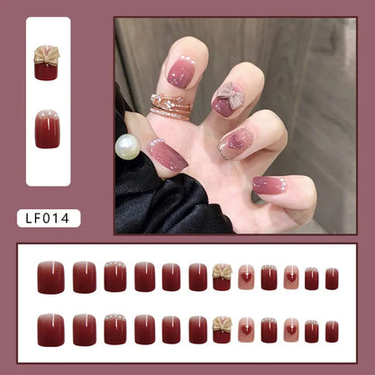 Short Round/Square Ballerina Full Coverage Press on Nails with Art Design