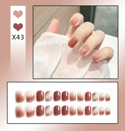 Short Round/Square Ballerina Full Coverage Press on Nails with Art Design