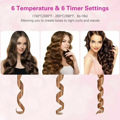 Wireless Ceramic Automatic Curling Iron Styling Wand with LED Display & Temperature Adjustable Temperature Setting