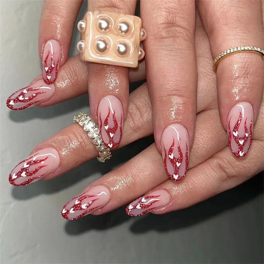 Short Medium Ballerina/Coffin Full Coverage Press On Nails with Art Designs