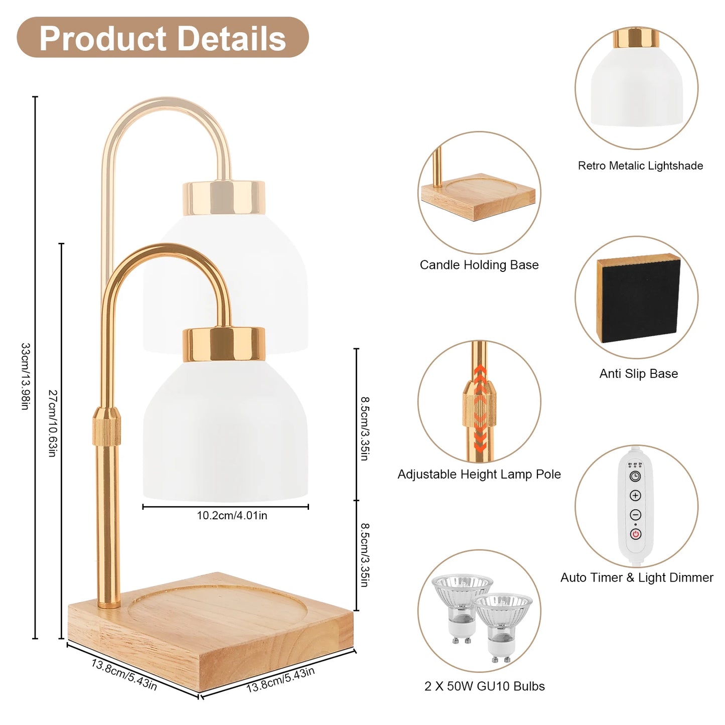 Plugin Candle Warmer Table Lamp with Auto Timer & Light Dimmer