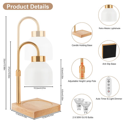 Plugin Candle Warmer Table Lamp with Auto Timer & Light Dimmer