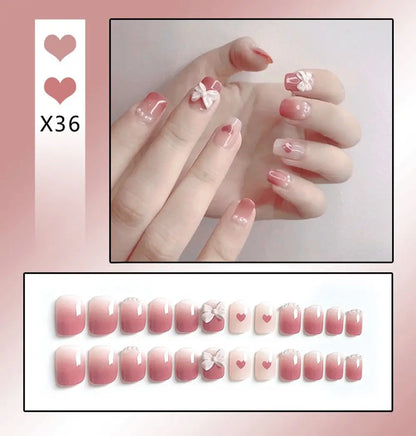 Short Round/Square Ballerina Full Coverage Press on Nails with Art Design