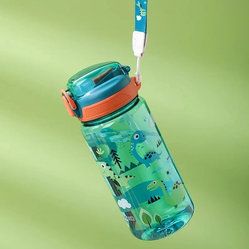 Kids Portable Spill Proof Cartoon Bottle with Straw and Lid