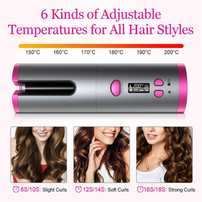 Wireless Ceramic Automatic Curling Iron Styling Wand with LED Display & Temperature Adjustable Temperature Setting