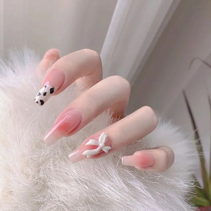 Short Round/Square Ballerina Full Coverage Press on Nails with Art Design