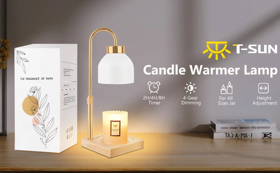 Plugin Candle Warmer Table Lamp with Auto Timer & Light Dimmer