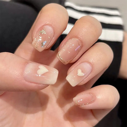 Short Round/Square Ballerina Full Coverage Press on Nails with Art Design