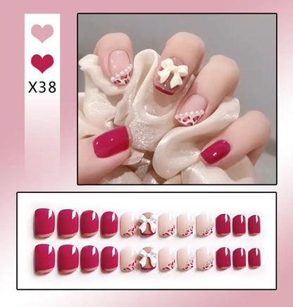 Short Round/Square Ballerina Full Coverage Press on Nails with Art Design