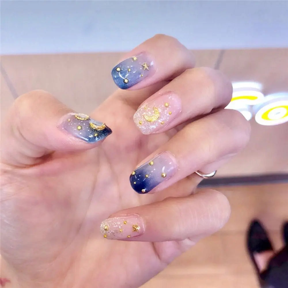 Short Round/Square Ballerina Full Coverage Press on Nails with Art Design