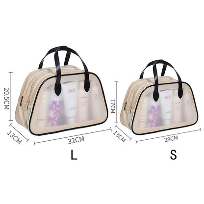 Leather Double Storage Waterproof PVC Travel Toiletry Bag