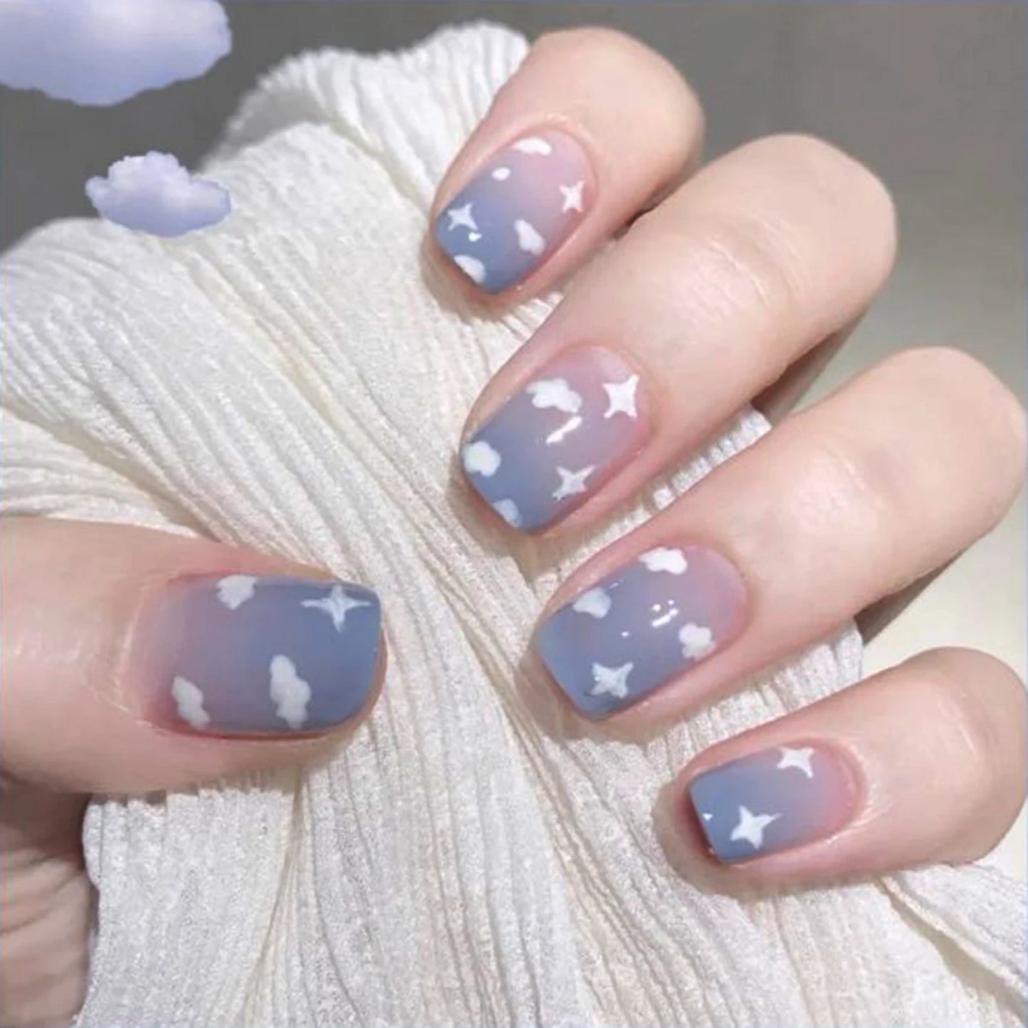 Short Round/Square Ballerina Full Coverage Press on Nails with Art Design