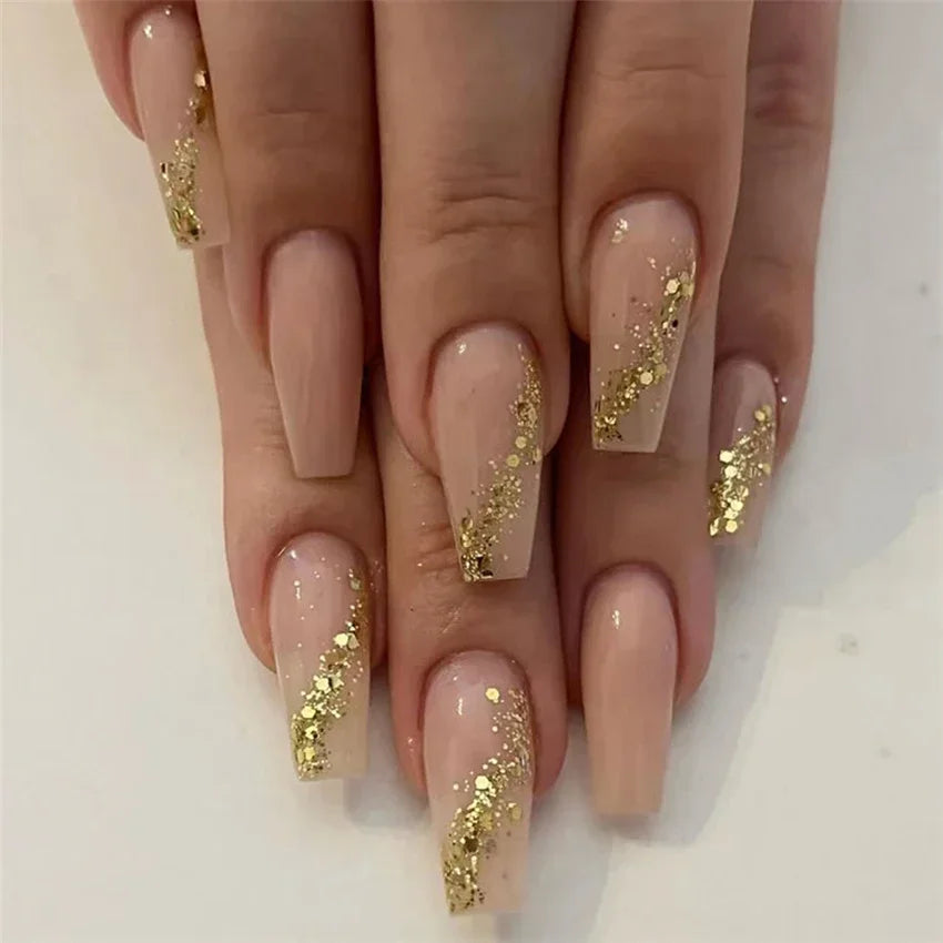 Short Medium Ballerina/Coffin Full Coverage Press On Nails with Art Designs