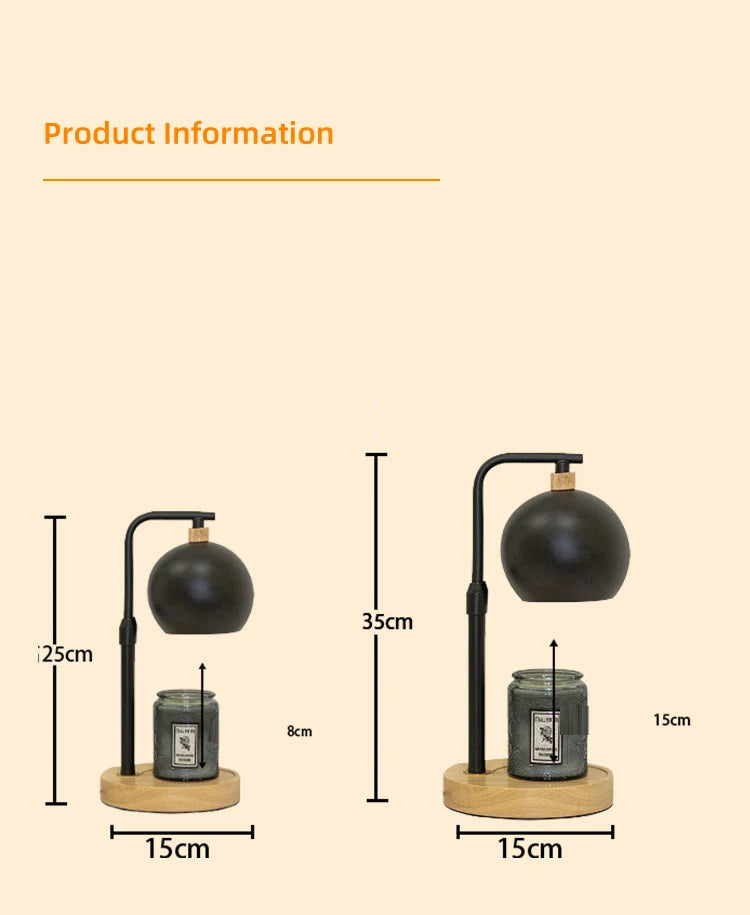 Electric Candle Warmer Lamps with Adjustable Height, Brightness & Timer