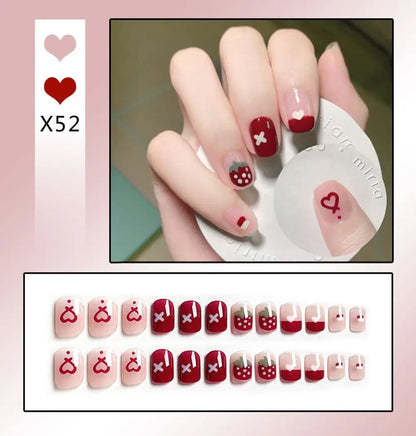 Short Round/Square Ballerina Full Coverage Press on Nails with Art Design