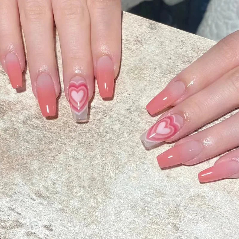 Short Round/Square Ballerina Full Coverage Press on Nails with Art Design