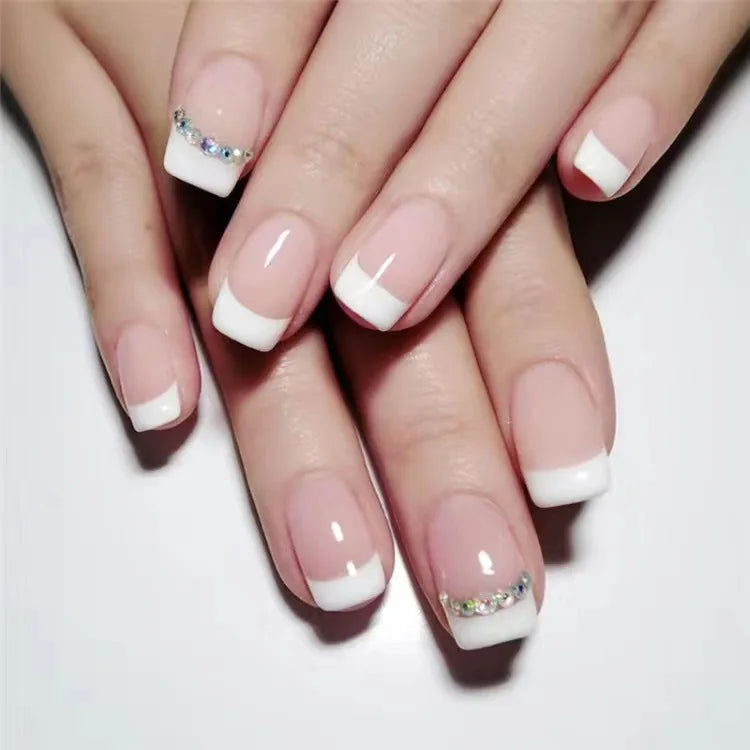 Short Round/Square Ballerina Full Coverage Press on Nails with Art Design