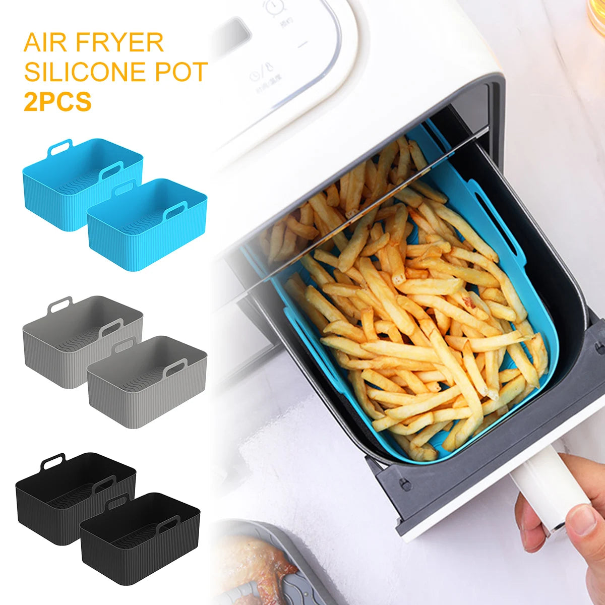 Silicone Air Fryer Rectangle Basket Liner (2pcs)