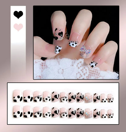 Short Round/Square Ballerina Full Coverage Press on Nails with Art Design