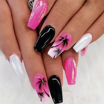 Short Medium Ballerina/Coffin Full Coverage Press On Nails with Art Designs