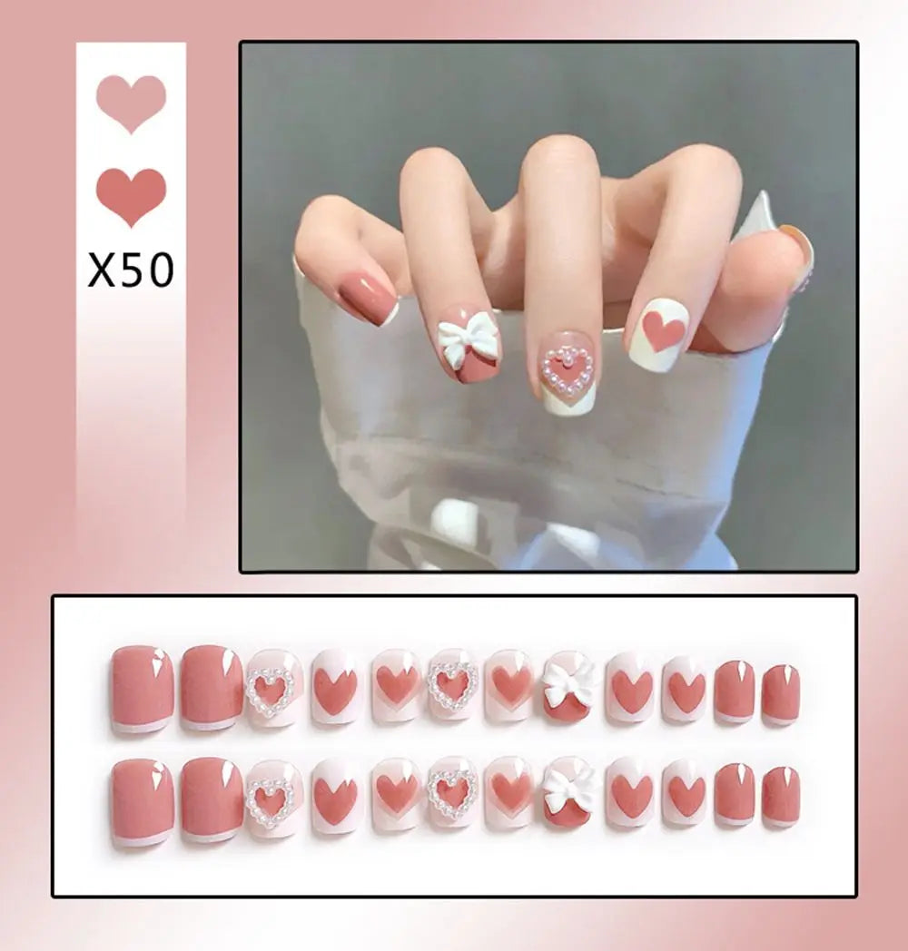 Short Round/Square Ballerina Full Coverage Press on Nails with Art Design