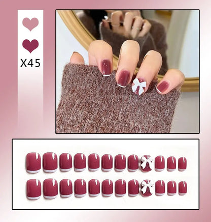 Short Round/Square Ballerina Full Coverage Press on Nails with Art Design