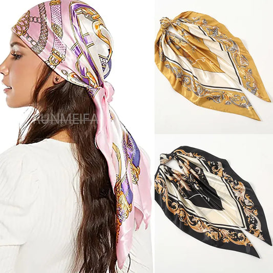 Square Printed Silk Head Scraf